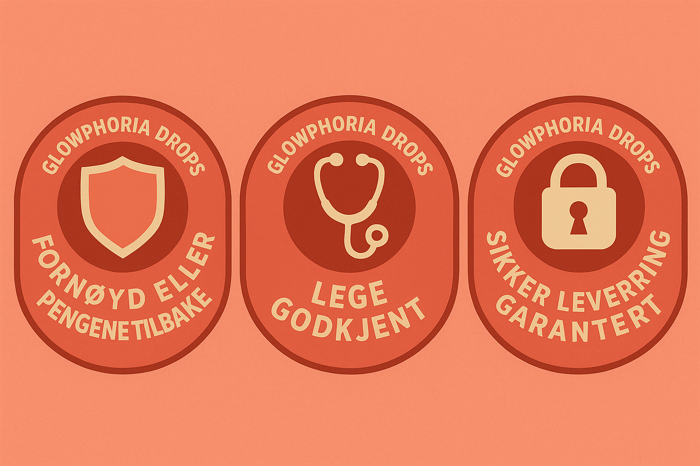 Badges de sécurité GLOWPHORIA traduits en norvégien