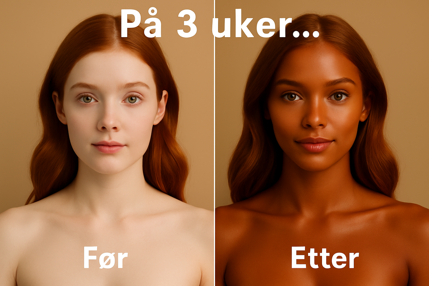 Image avant/après traduite en norvégien - transformation en 3 semaines