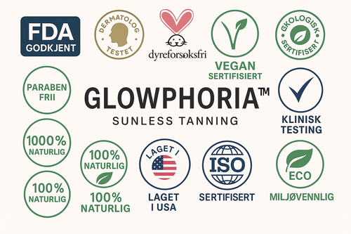 Image générée avec les certifications GLOWPHORIA™ traduites en norvégien